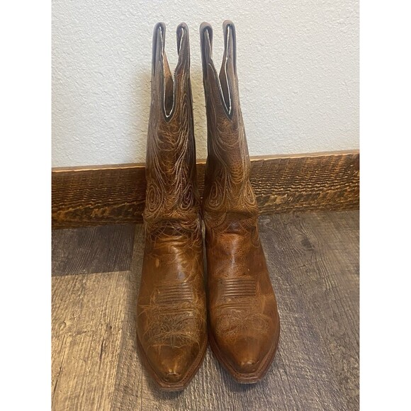 Justin L4332 Tan Damiana Leather Snip Toe Cowboy Boots Women’s 9B Western - Picture 3 of 15